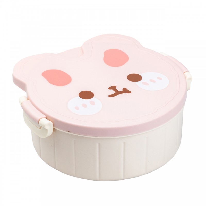 Дитячий ланч бокс на три секції 950 мл пластиковий з вилкою та ложкою "Ведмедик" Білий HP12270W