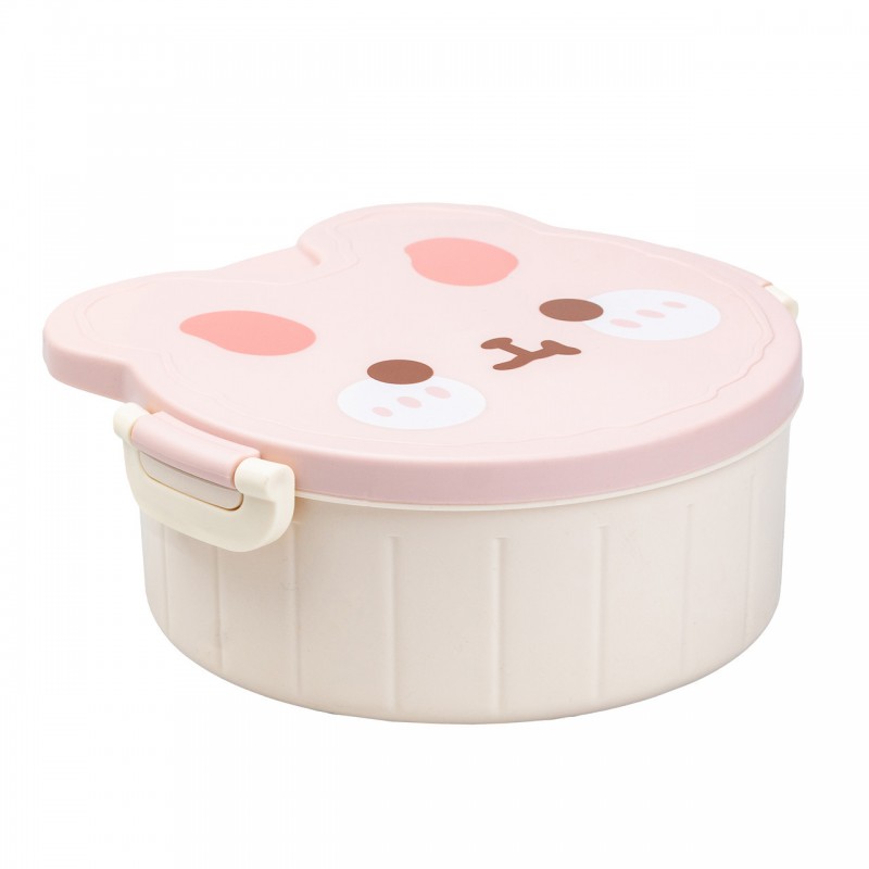 Дитячий ланч бокс на три секції 950 мл пластиковий з вилкою та ложкою "Ведмедик" Білий HP12270W