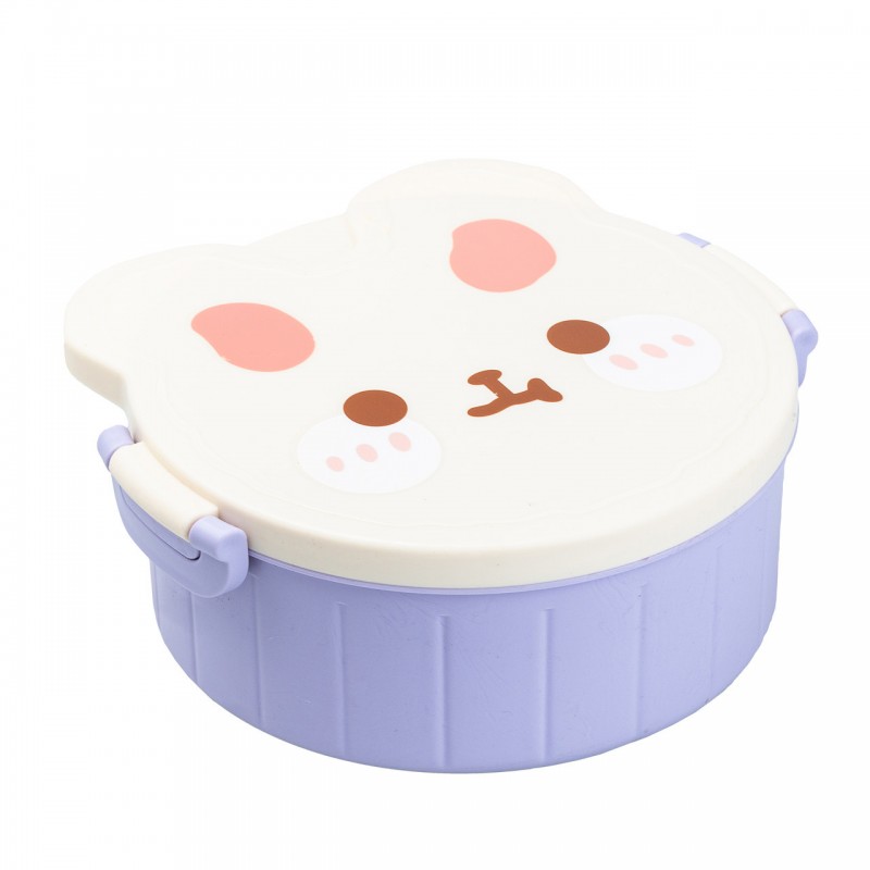 Дитячий ланч бокс на три секції 950 мл пластиковий з вилкою та ложкою "Ведмедик" Фіолетовий HP12270V