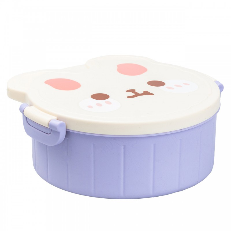 Дитячий ланч бокс на три секції 950 мл пластиковий з вилкою та ложкою "Ведмедик" Фіолетовий HP12270V