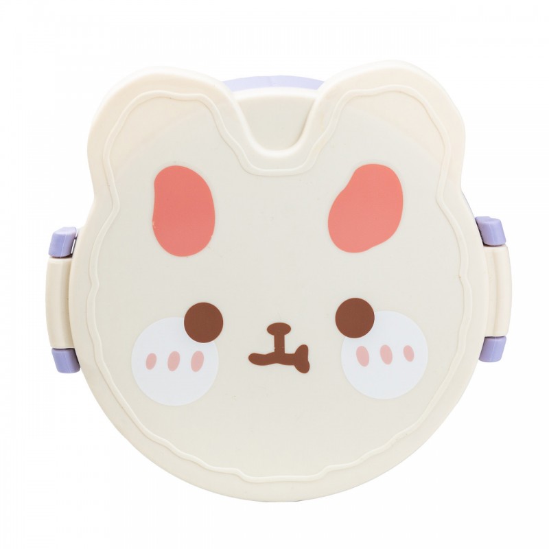 Дитячий ланч бокс на три секції 950 мл пластиковий з вилкою та ложкою "Ведмедик" Фіолетовий HP12270V