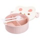 Дитячий ланч бокс на три секції 950 мл пластиковий з вилкою та ложкою "Ведмедик" Рожевий HP12270