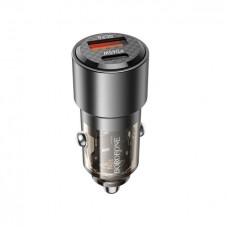 Автомобільне зарядне пристрій Borofone BZ20A USB-A/Type-C Transparent Black (6941991101625)