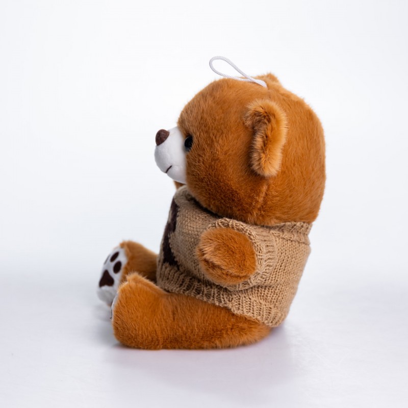 М'яка іграшка-брелок Мишка в коричневому светрі 20 см плюшевий ведмедик 509-28BRBR