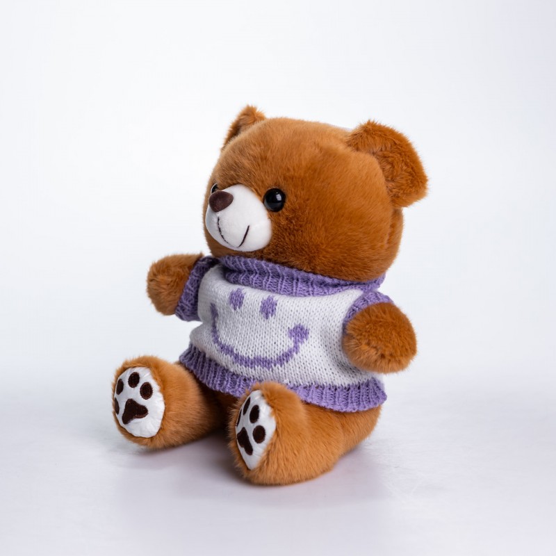 М'яка іграшка-брелок Ведмедик у фіолетовому светрі 20 см плюшевий ведмедик 509-28BRV