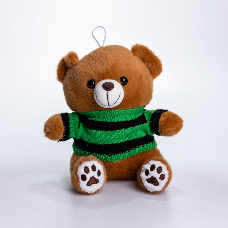 М'яка іграшка-брелок Ведмедик у зеленому светрі 20 см плюшевий ведмедик 509-28BRGR