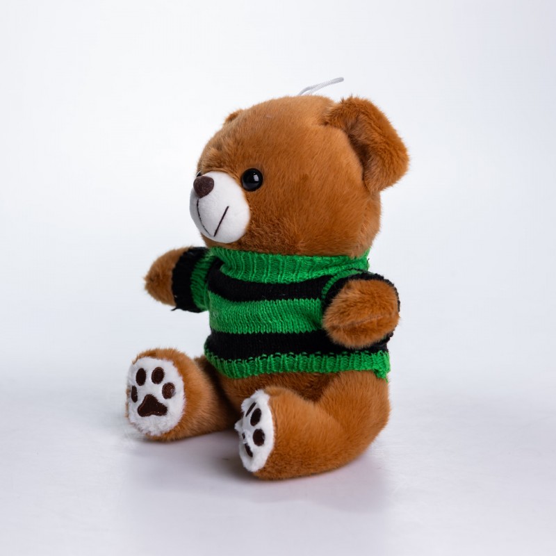 М'яка іграшка-брелок Ведмедик у зеленому светрі 20 см плюшевий ведмедик 509-28BRGR