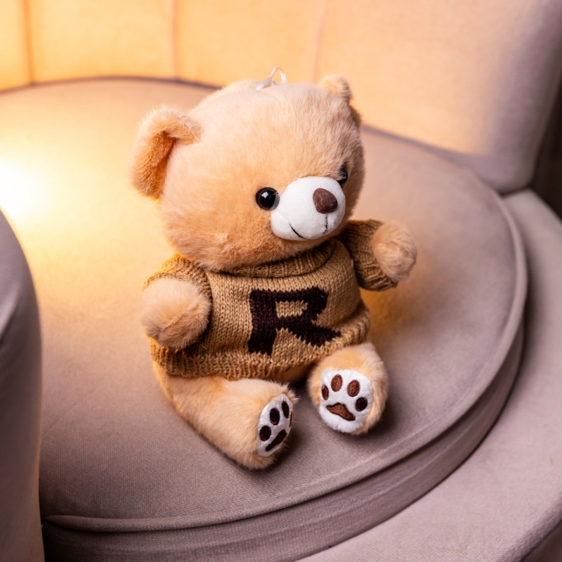 М'яка іграшка-брелок Мишка в коричневому светрі 20 см плюшевий ведмедик 509-28BEBR