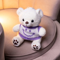 М'яка іграшка-брелок Ведмедик у фіолетовому светрі 20 см плюшевий ведмедик 509-28WV
