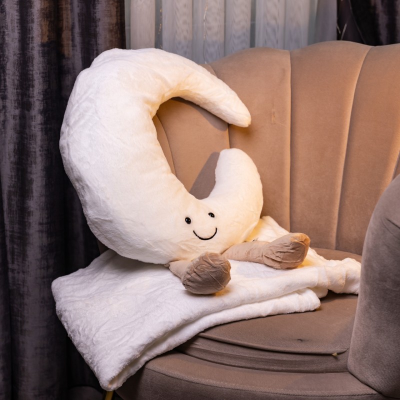 М'яка іграшка-подушка з пледом Місяць 170*110 см 3в1 Білий 520-21M