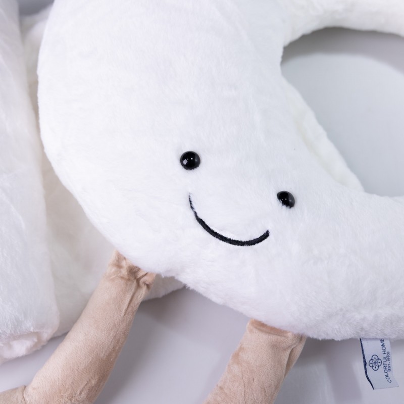 М'яка іграшка-подушка з пледом Місяць 170*110 см 3в1 Білий 520-21M