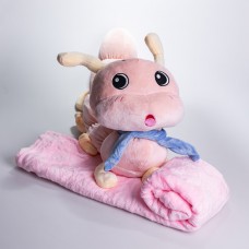 М'яка іграшка-подушка з пледом Гусениця 110×170 (см) плюшевий дитячий плед 3в1 Рожевий