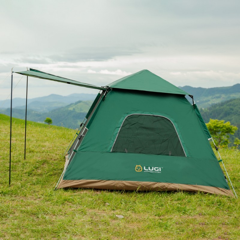 Намет кемпінговий 3-місний з тентом 235*235*155 см зелений LU005GR