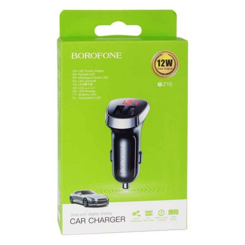 Автомобільний Зарядний Пристрій Borofone BZ15 2USB 2.4A Колір Бiлий