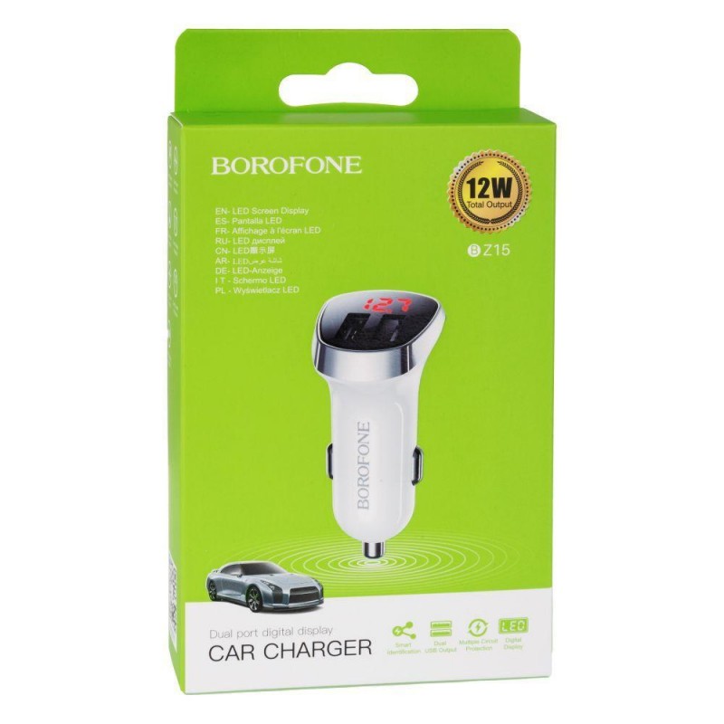 Автомобільний Зарядний Пристрій Borofone BZ15 2USB 2.4A Колір Бiлий