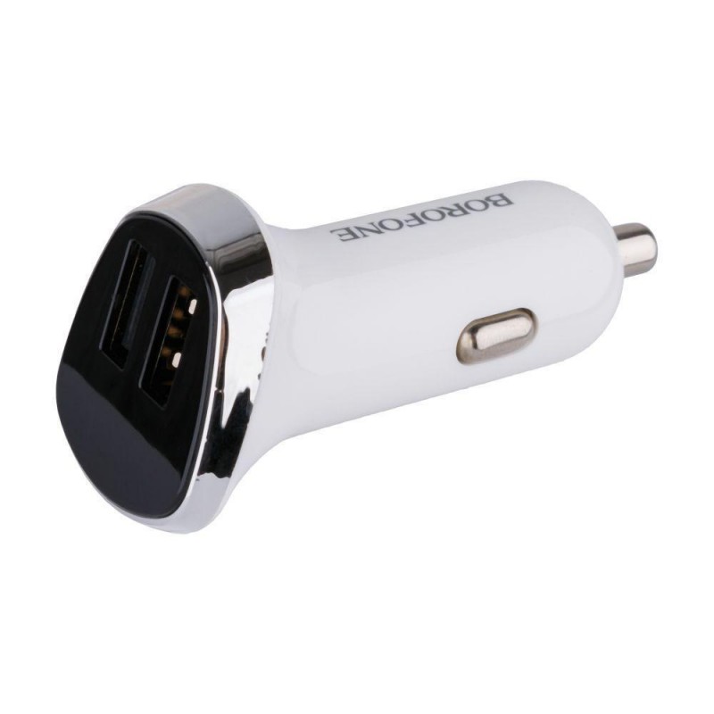 Автомобільний Зарядний Пристрій Borofone BZ15 Lightning 2USB 2.4A Колір Бiлий