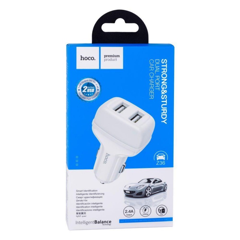 Автомобільний Зарядний Пристрій Hoco Z36 2USB Колір Бiлий