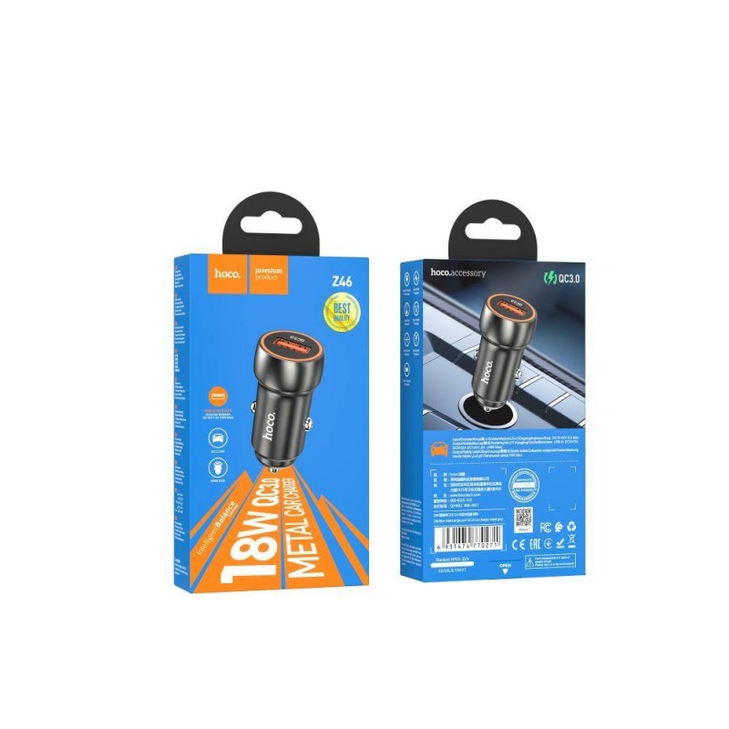 Автомобільний Зарядний Пристрій Hoco Z46 18W QC3.0 Колір Сапфірово-синій