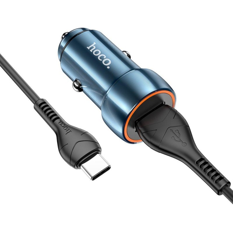 Автомобільний Зарядний Пристрій Hoco Z46 QC3.0 18W Type C Колір Сапфірово-синій