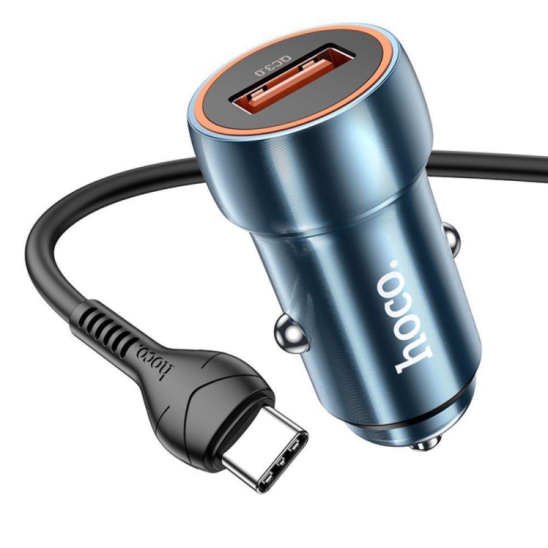 Автомобільний Зарядний Пристрій Hoco Z46 QC3.0 18W Type C Колір Сапфірово-синій