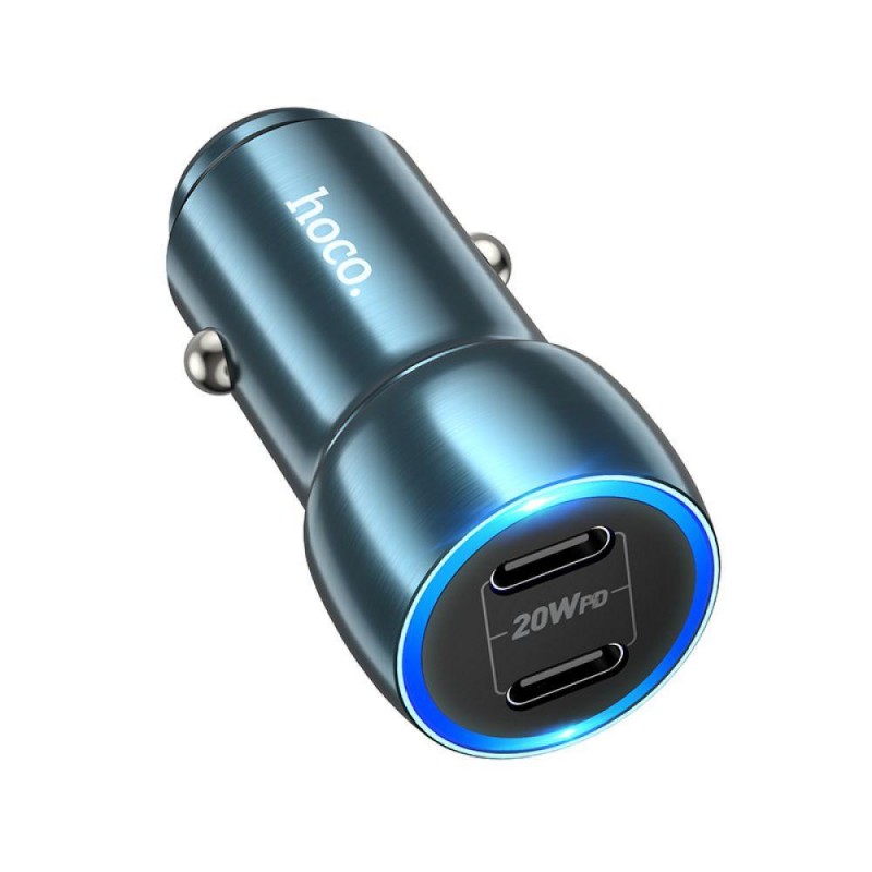 Автомобільний Зарядний Пристрій Hoco Z48 Tough 40W dual port(2C) Колір Сапфірово-синій
