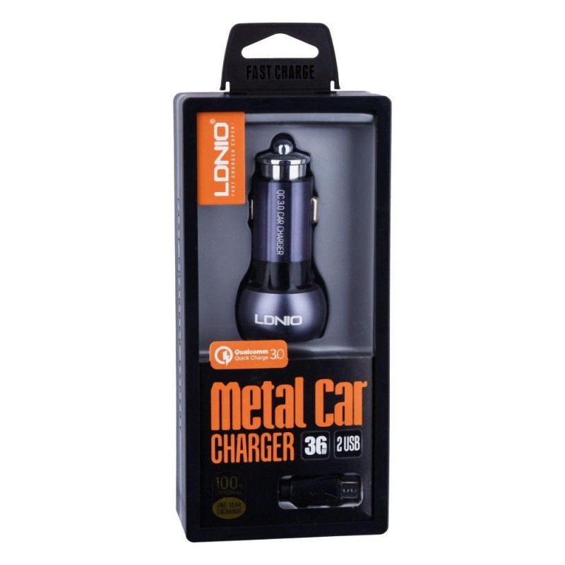 Автомобільний Зарядний Пристрій LDNIO DL-C503Q QC3.0 2USB 36W Micro Колір Сіро-Чорний
