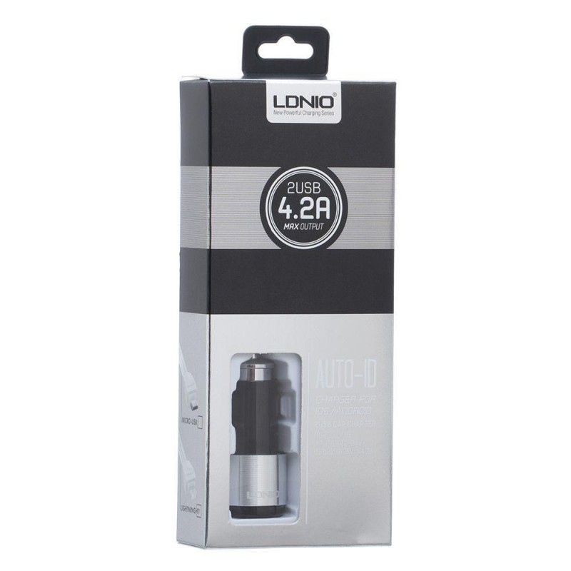 Автомобільний Зарядний Пристрій LDNIO DL-C403 Micro 2USB 4.2A Колір Чорно-Сталевий