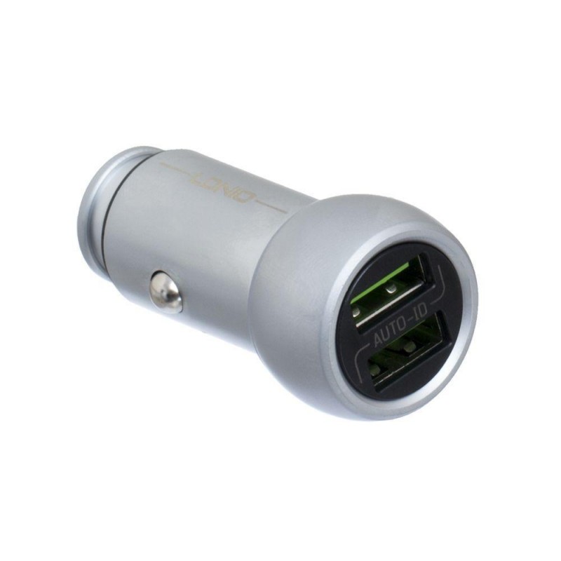 Автомобільний Зарядний Пристрій LDNIO DL-C401 Lightning 2USB 3.6A Колір Сталевий