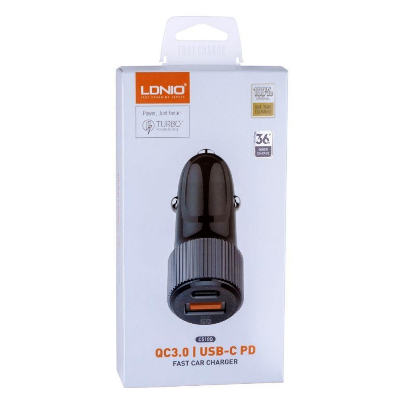 Автомобільний Зарядний Пристрій LDNIO C510Q Micro QC3.0 / USB-C PD Колір Чорний