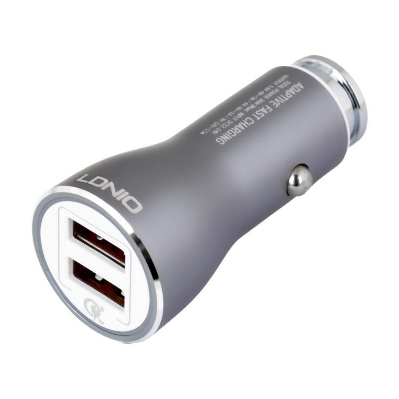 Автомобільний Зарядний Пристрій LDNIO DL-C407Q QC3.0 2USB 36W Micro Колір Сталевий
