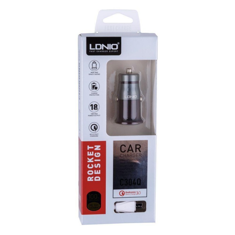 Автомобільний Зарядний Пристрій LDNIO DL-C304Q QC3.0 18W Micro Колір Сiро-Червоний