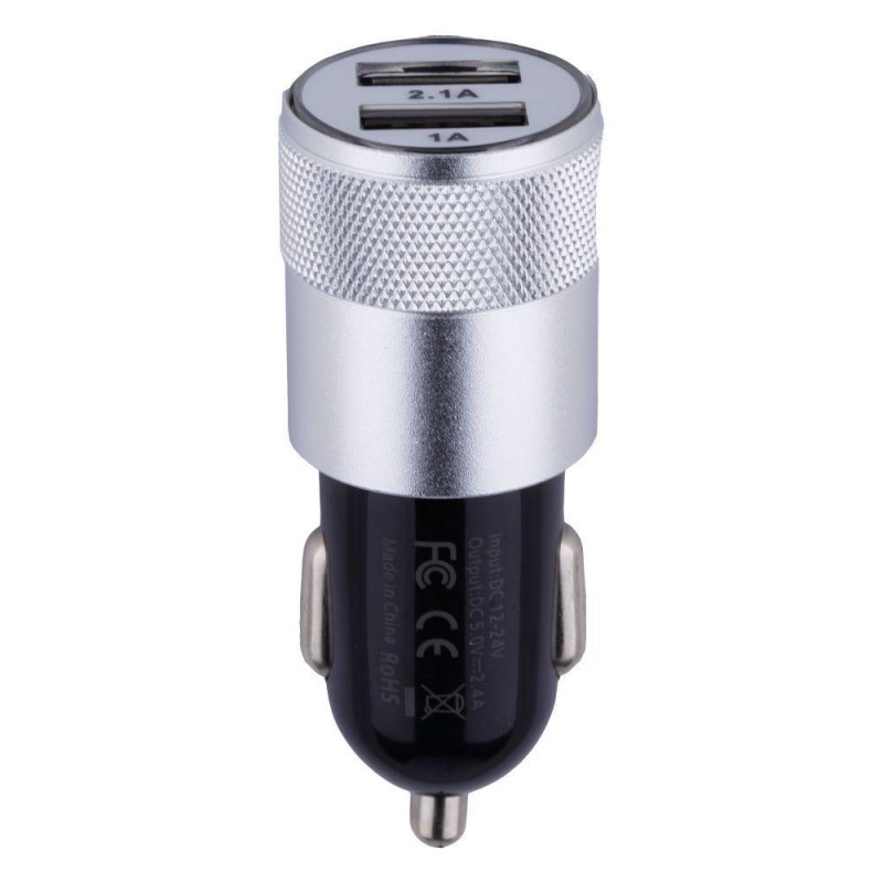 Автомобільний Зарядний Пристрій M-06 2 USB 2100 mAh Колір Чорно-Сталевий