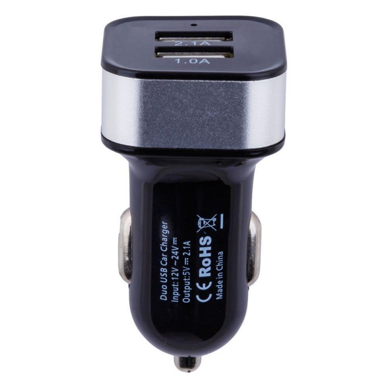 Автомобільний Зарядний Пристрій M-09 2 USB 2100 mAh Колір Чорно-Сталевий