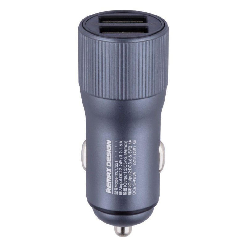 Автомобільний Зарядний Пристрій Remax RCC 221 2 USB 2.4A + QC3.0 Колір Чорний