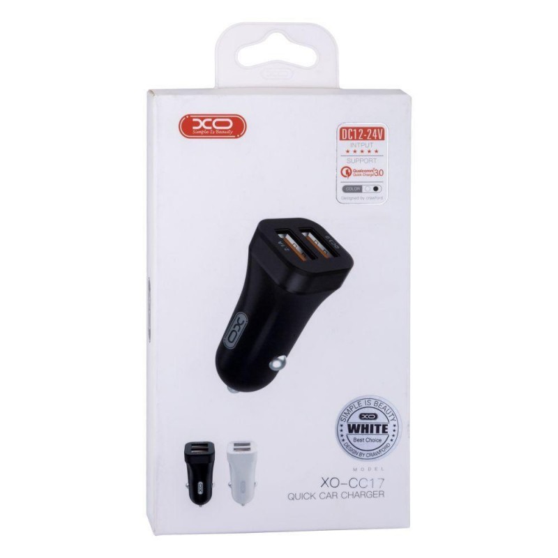 Автомобільний Зарядний Пристрій XO CC-17 2USB QC 3.0 Колір Білий