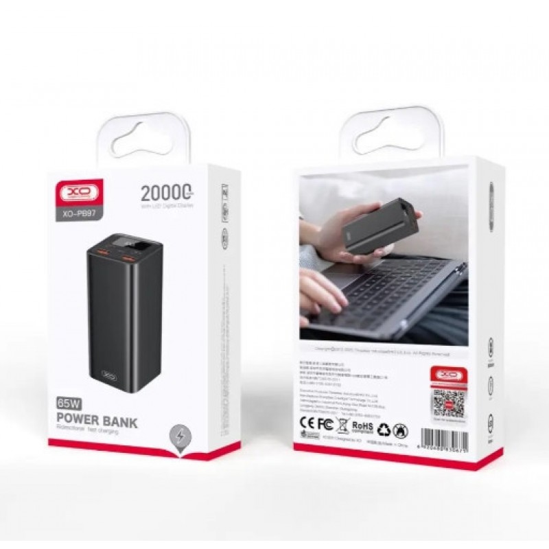 Power Bank XO PB97 20000mAh 65W fast charging Black