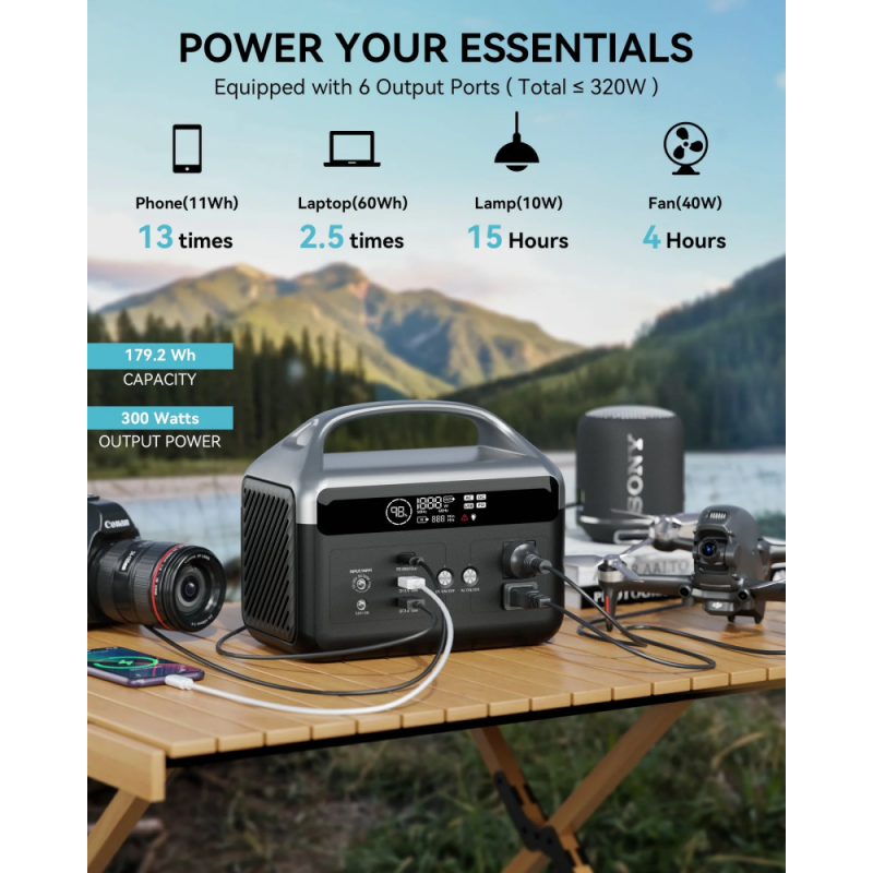 Зарядная Станция Power Station DARANENER NEO Z300, 300W, 179.2Wh (56000mAh), QC 3.0 18W, PD 60W, DC 5521 36W,