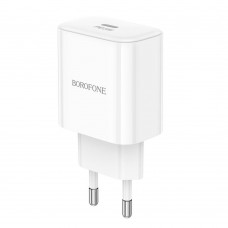 Мережевий Зарядний Пристрій Borofone BA81A 1USB-C PD/QC 20W Бiлий