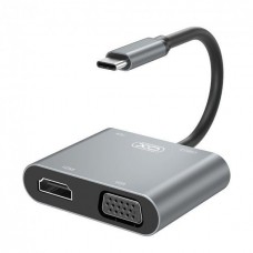 USB-хаб XO HUB001 4 IN 1 Type-С to HDMI / VGA / USB3.0 / PD charging Silver