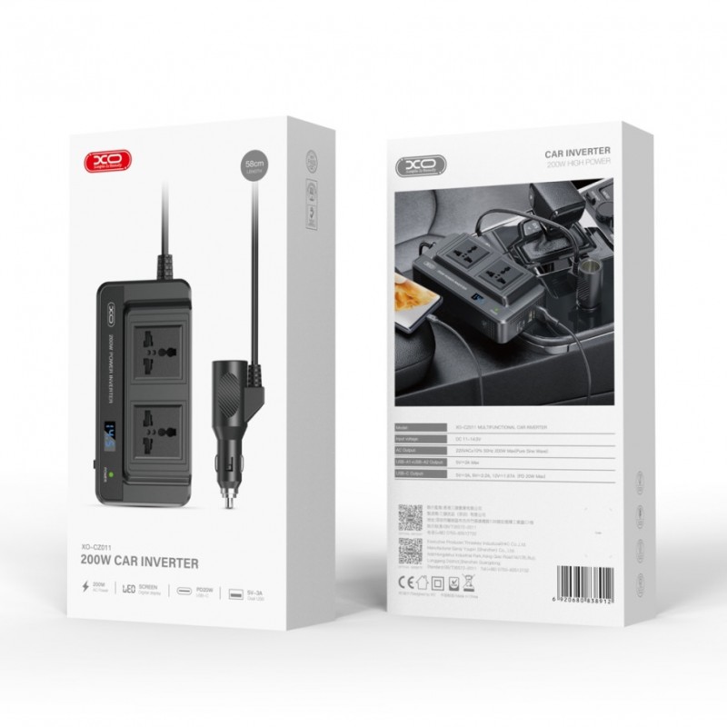Автомобільний Інвертор XO CZ011 200W Чёрный