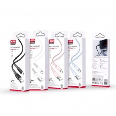 Кабель USB XO NB225 Silicone two-color Lightning Бiлий
