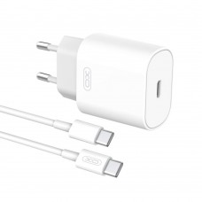 Мережевий Зарядний Пристрій XO L91EU PD 25W (Блок для зарядки 25W) Кабель TYPE-C на TYPE-C