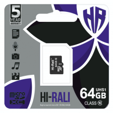 Карта Пам'яті Hi-Rali MicroSDXC 64gb UHS-1 10 Class Чорний