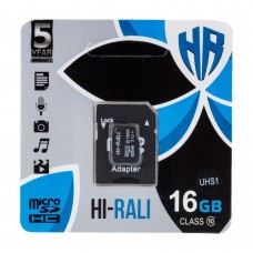 Карта Пам'яті Hi-Rali MicroSDHC 16gb UHS-1 10 Class & Adapter Чорний