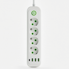 Сетевой фильтр-удлинитель 5 розеток 3xUSB-A 1xUSB-C 5м белый HP-5-39