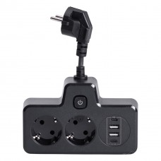 Сетевой фильтр на 2 евро розетки с 2 USB и 2 Type-C черный HP-5-18