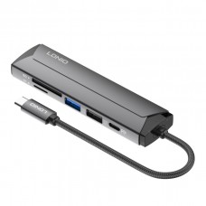 USB Hub LDNIO DS-56H Type-C To PD3.0*1(100W)+HDMI*1(4K@30hz)+USB2.0*1+SD+TF Сiрий