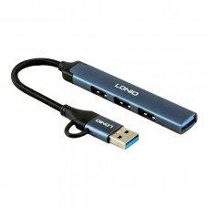 USB Hub LDNIO DS-64U USB-A+Type-C To USB3.0*1+USB2.0*3 Серый
