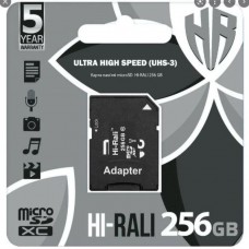 Карта Пам'яті Hi-Rali MicroSDXC 256gb UHS-3 10 Class & Adapter Колір Чорний