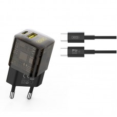 Мережевий Зарядний Пристрій XO CE05 PD30W+QC3.0 Type-C to Type-C М'ята упаковка Коричневий